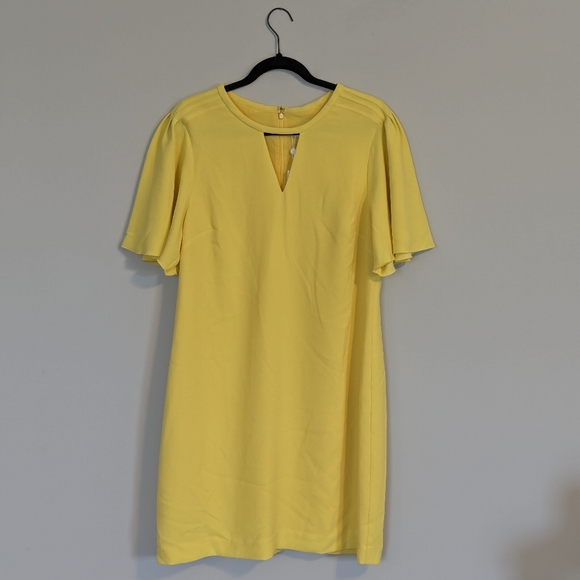 NWT Trina Turk Yellow Flutter Sleeve Sheath Dress Keyhole Neckline - Picture 7 of 7